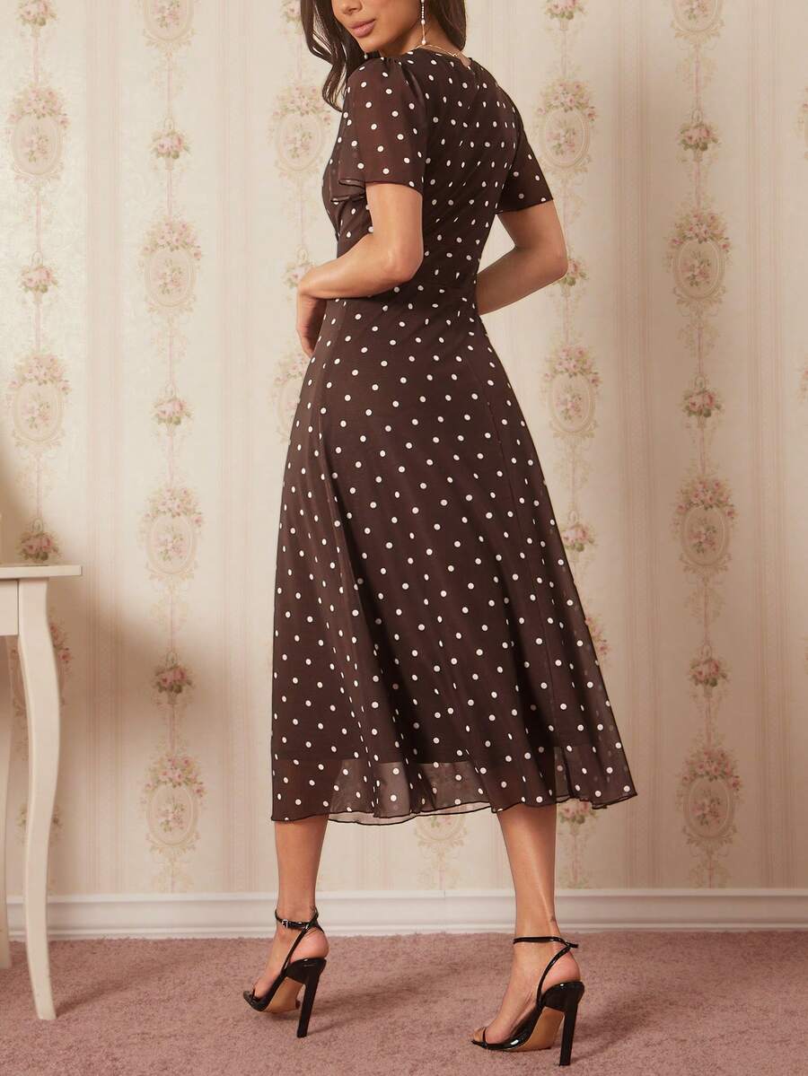Amorya | V-Neck Flared Midi Dress