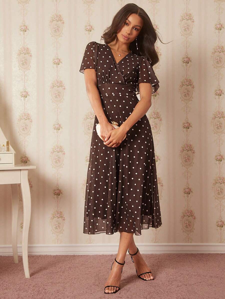 Amorya | V-Neck Flared Midi Dress