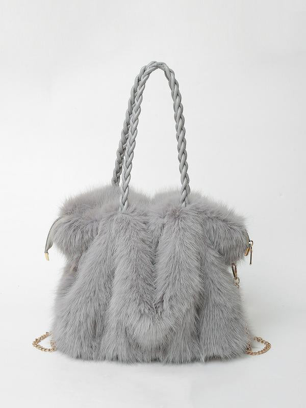 Plush Velvet Shoulder Tote