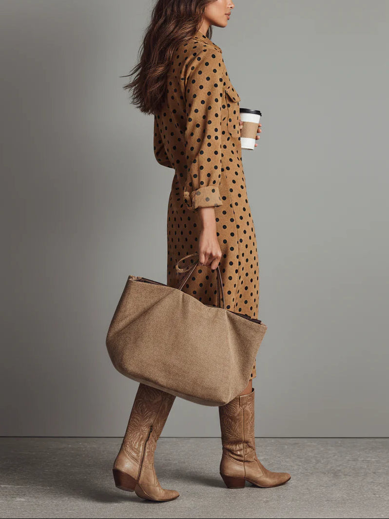 Suede Shirt Midi Dress