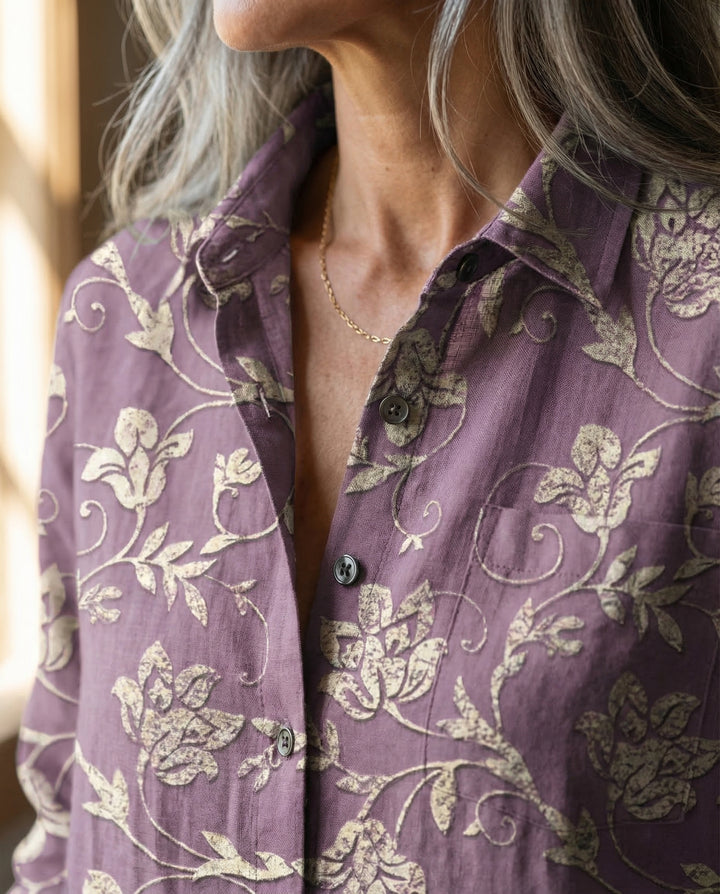 Irise | Floral Embroidered Linen Shirt